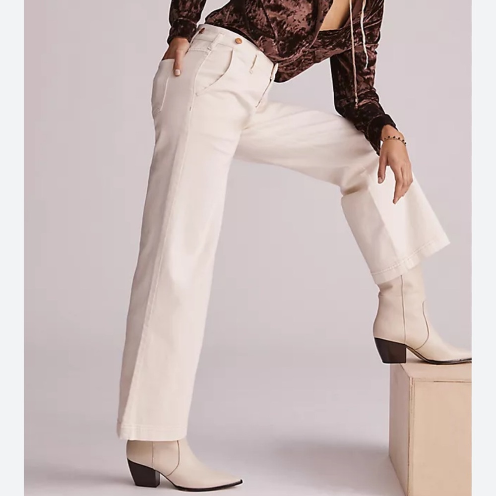 Anthropologie Pilcro Cream/Ivory Straight Trouser Jeans, 28